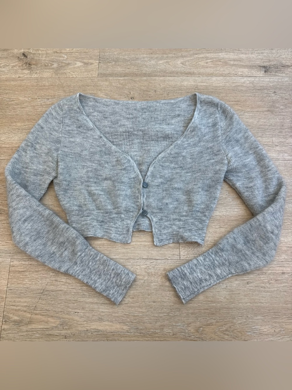 Jacquemus Light Gray Mohair Ribbed Knit Cardigan 36